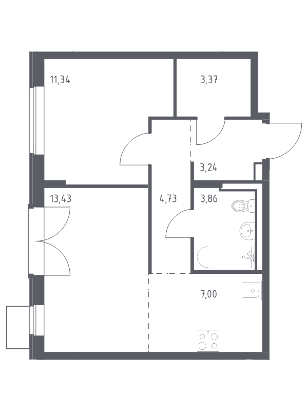 2 ккв (Евро) 47 м²