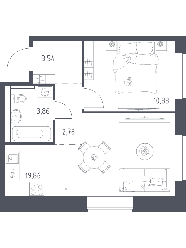 2 ккв (Евро) 40,9 м²