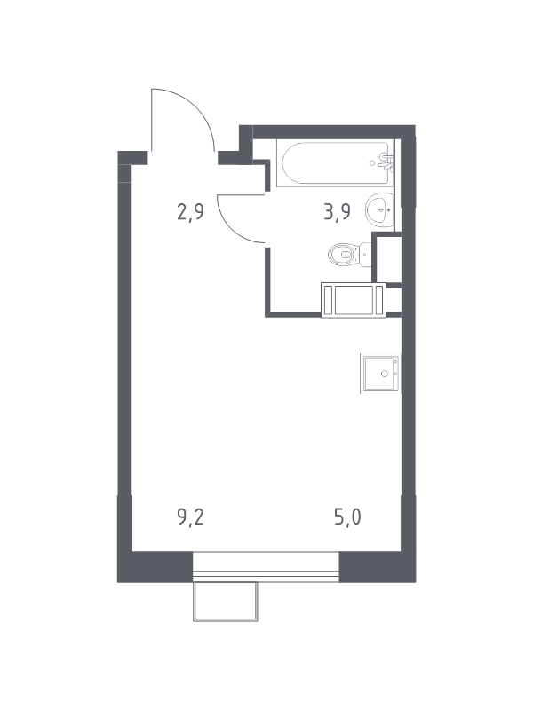 Студия 21 м²