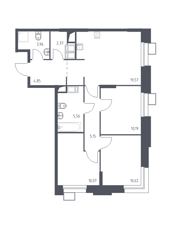 4 ккв (Евро) 72,3 м²