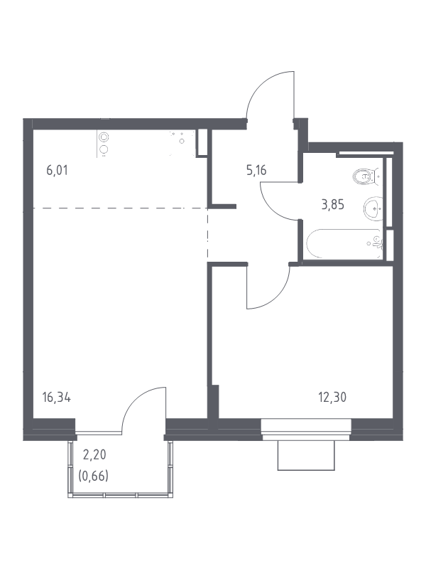 2 ккв (Евро) 44,3 м²