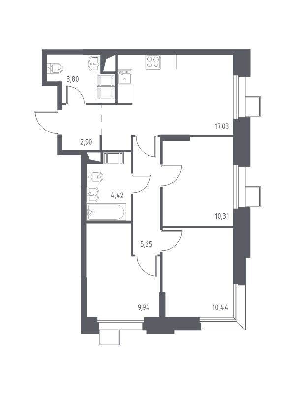 4 ккв (Евро) 64,6 м²