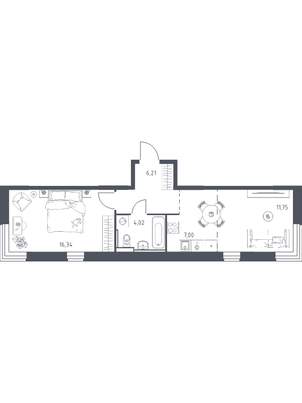 2 ккв (Евро) 45,3 м²