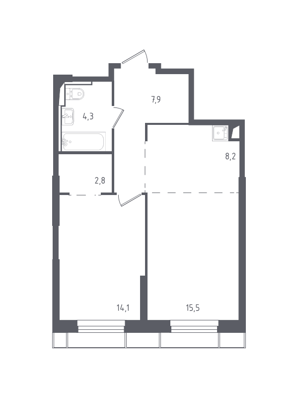 2 ккв (Евро) 52,8 м²