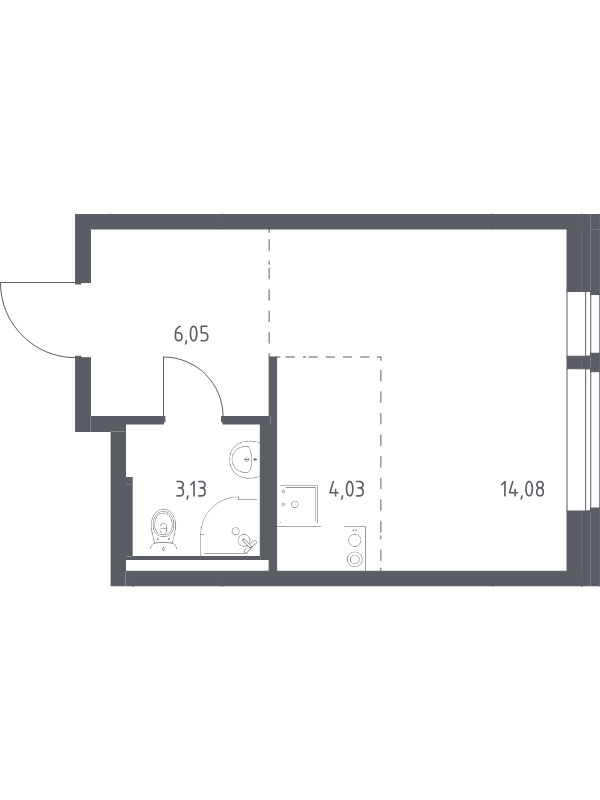 Студия 27,3 м²