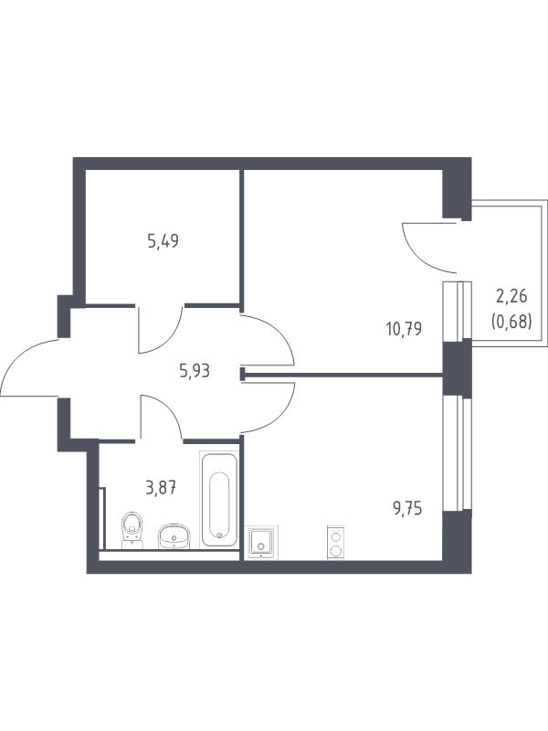 1 ккв 36,6 м²