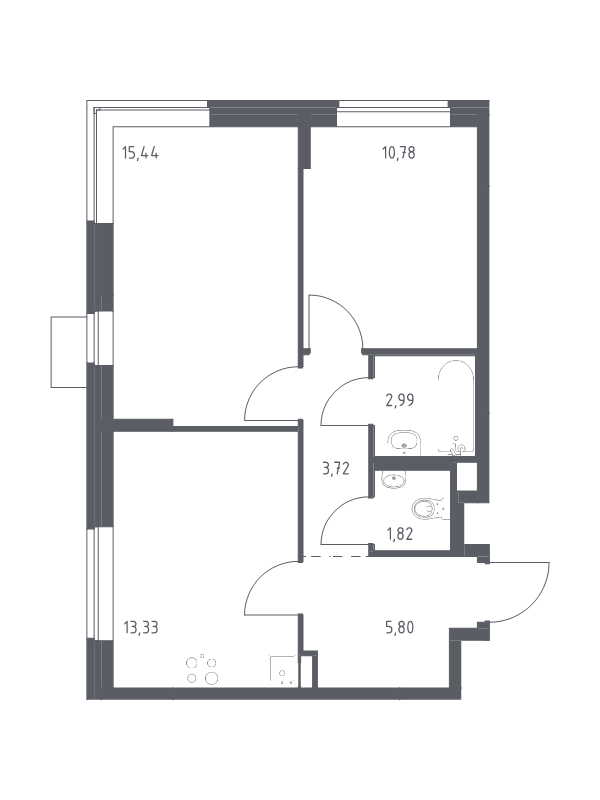 2 ккв 53,9 м²