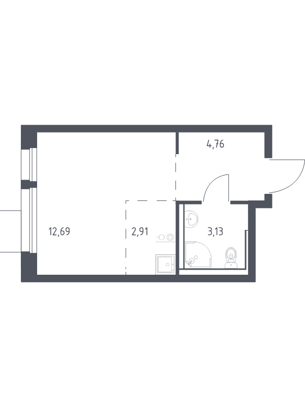 Студия 23,8 м²