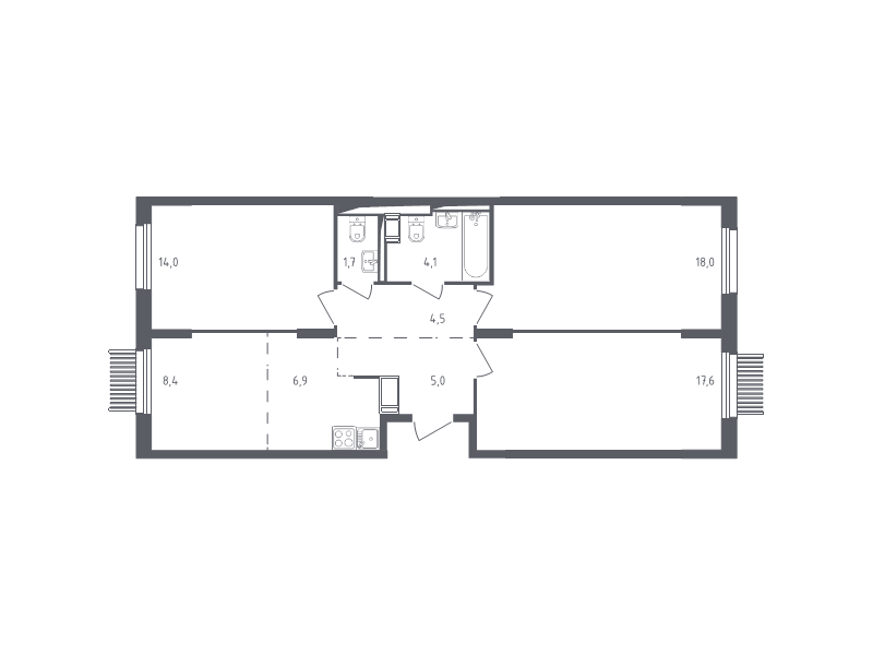4 ккв (Евро) 79,2 м²