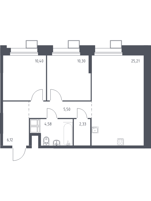 3 ккв (Евро) 64,2 м²