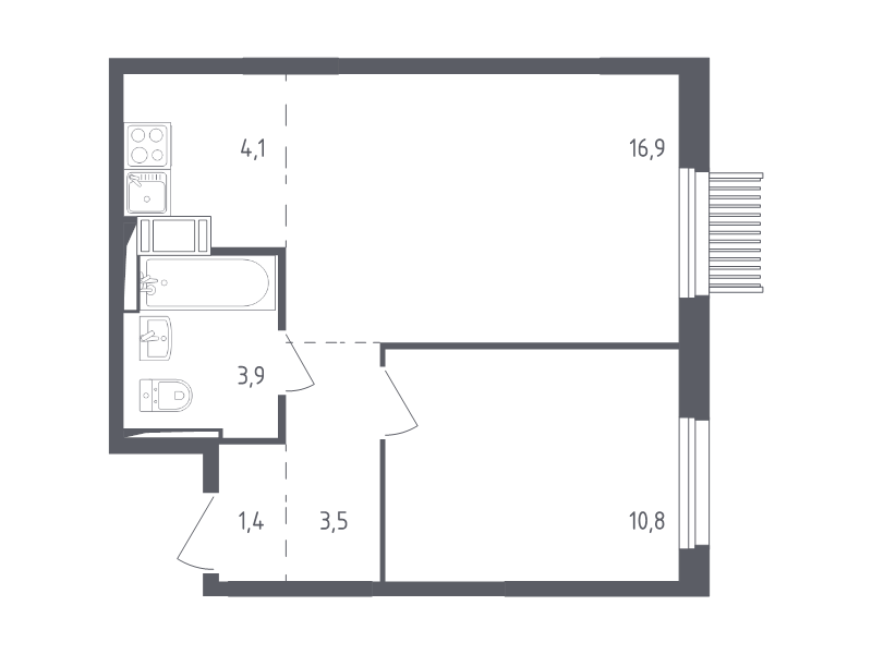 2 ккв (Евро) 39,9 м²
