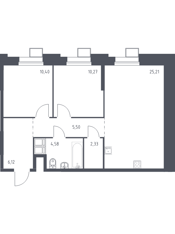 3 ккв (Евро) 64,6 м²