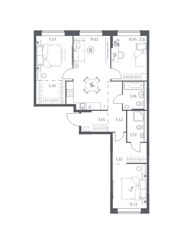 4 ккв (Евро) 77,7 м²