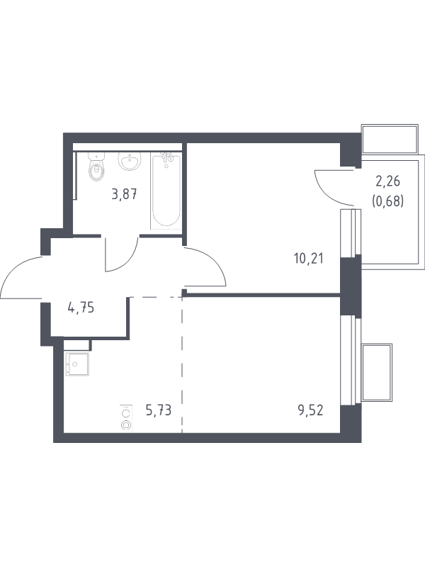 2 ккв (Евро) 34,8 м²
