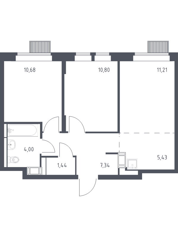 3 ккв (Евро) 50,9 м²