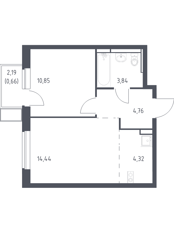 2 ккв (Евро) 38,9 м²