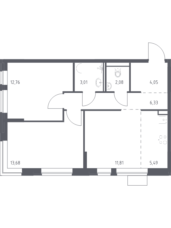 3 ккв (Евро) 59,2 м²