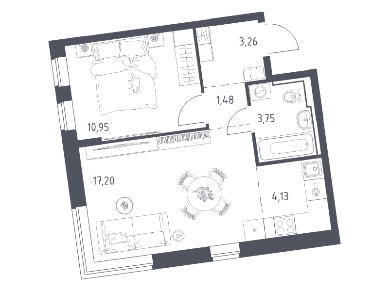 2 ккв (Евро) 40,8 м²