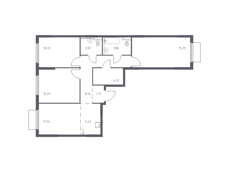 4 ккв (Евро) 76,8 м²