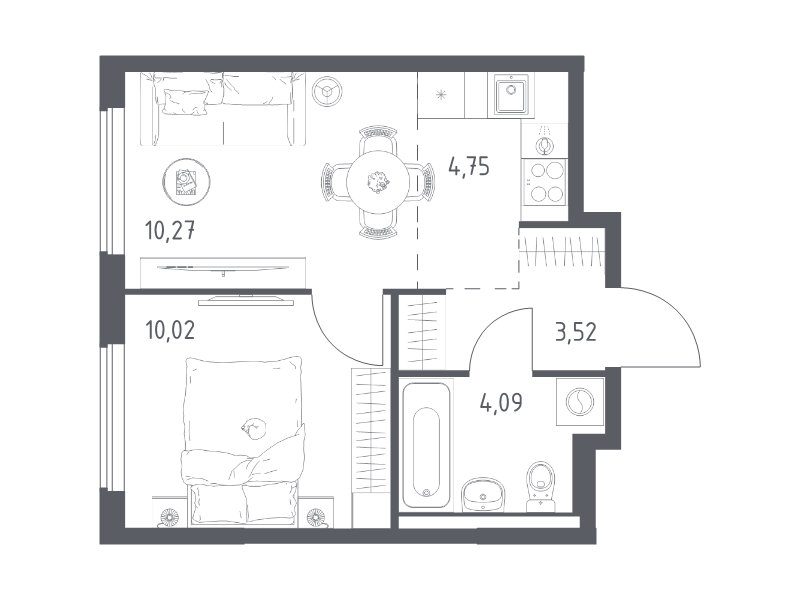 2 ккв (Евро) 32,7 м²
