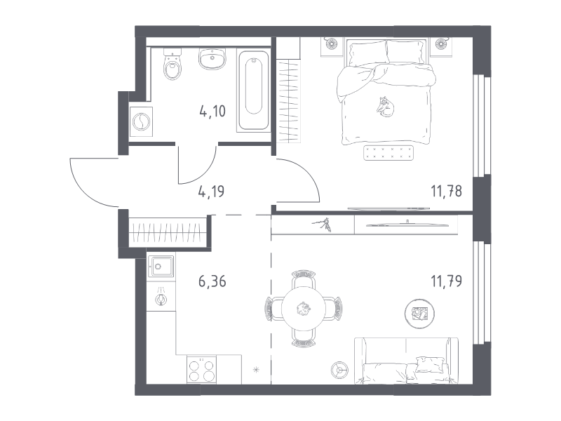 2 ккв (Евро) 38,2 м²