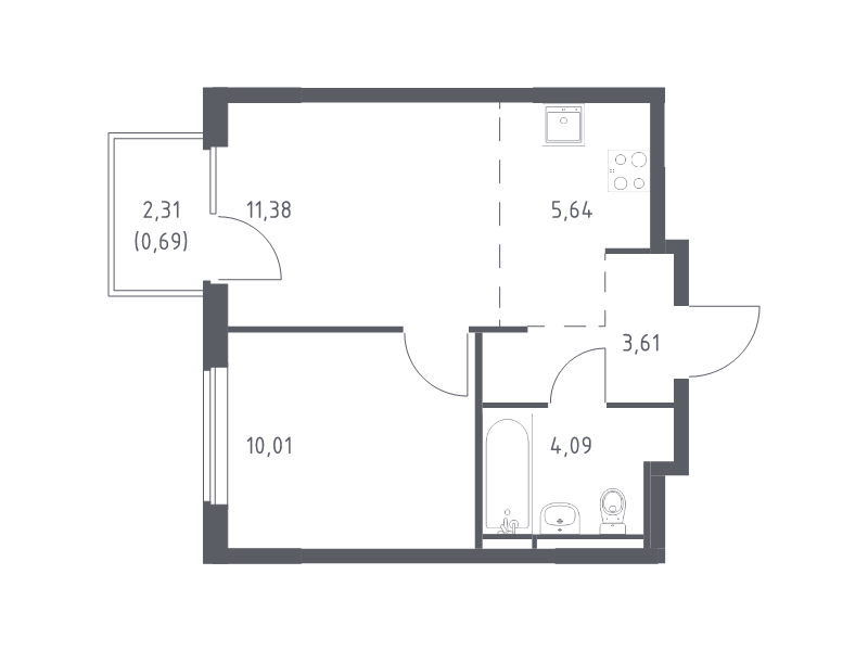 2 ккв (Евро) 35,4 м²