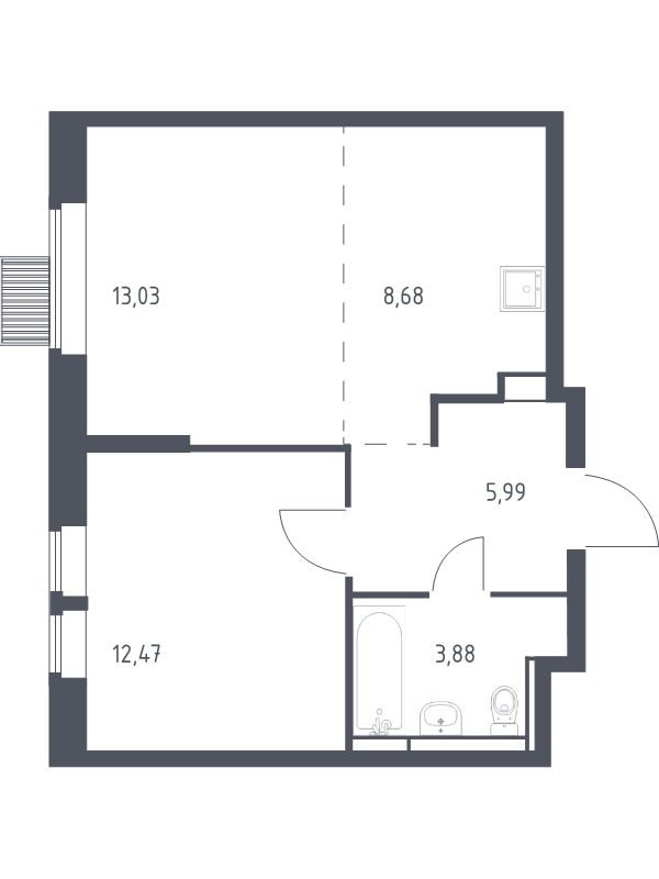 2 ккв (Евро) 44,1 м²
