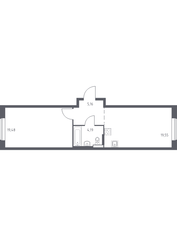 2 ккв (Евро) 48,3 м²