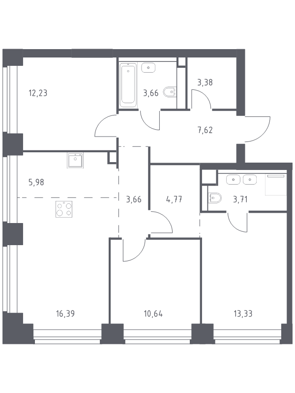 4 ккв (Евро) 85,4 м²
