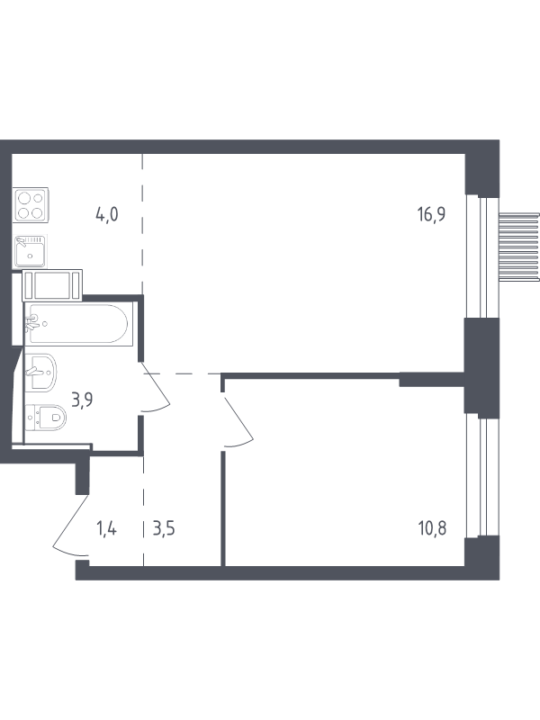 2 ккв (Евро) 39,8 м²