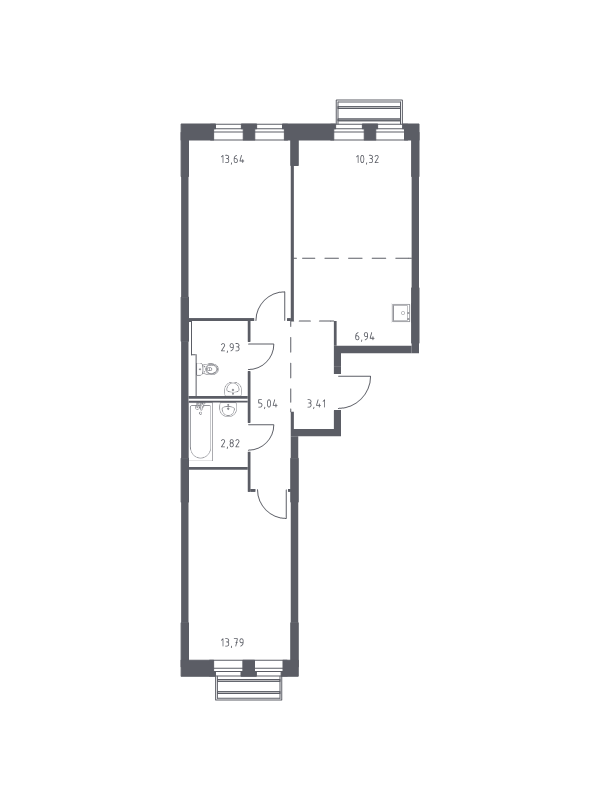 3 ккв (Евро) 58,9 м²