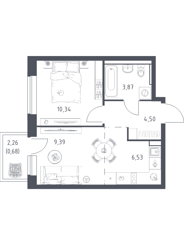 2 ккв (Евро) 35,3 м²