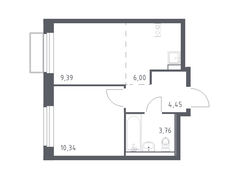 2 ккв (Евро) 33,9 м²