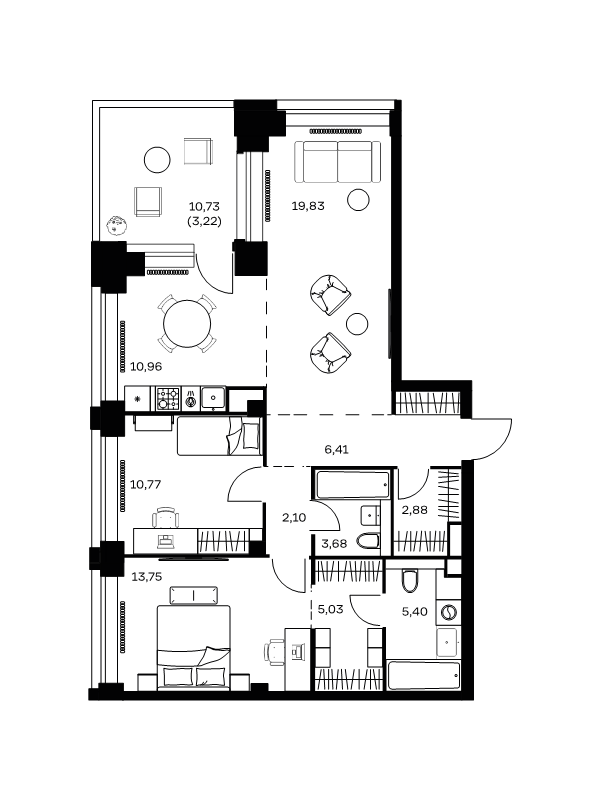 3 ккв (Евро) 84 м²