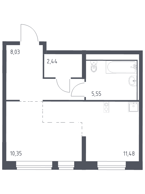 Студия 37,9 м²