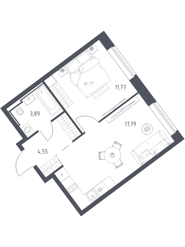 2 ккв (Евро) 38 м²