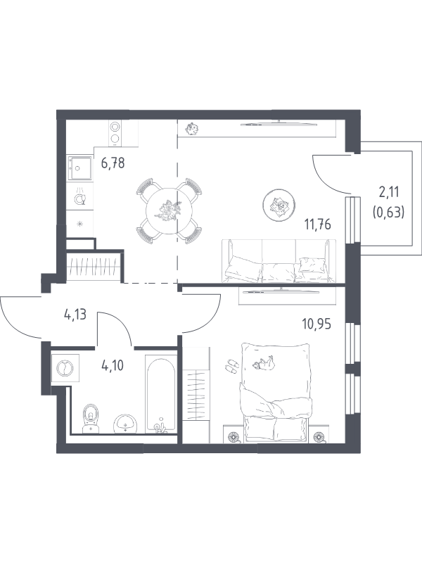 2 ккв (Евро) 38,4 м²
