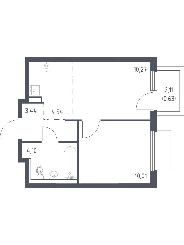 2 ккв (Евро) 33,4 м²