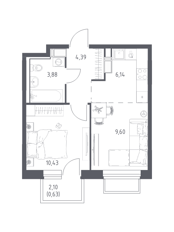 2 ккв (Евро) 35,1 м²