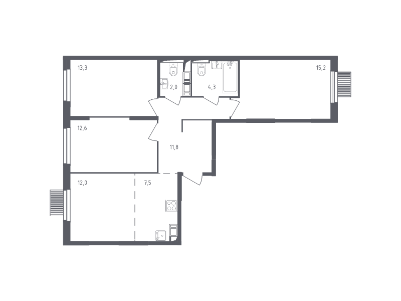 4 ккв (Евро) 77,5 м²