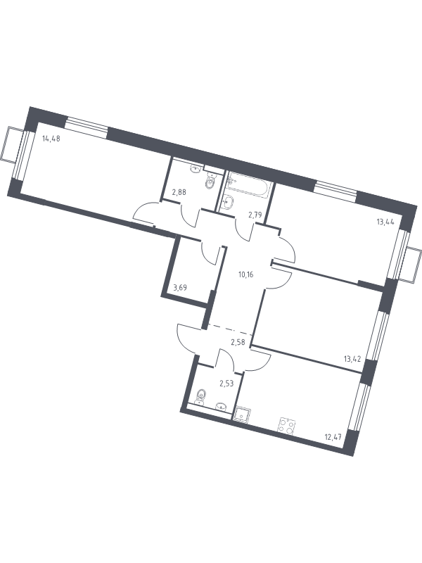 3 ккв 78,4 м²