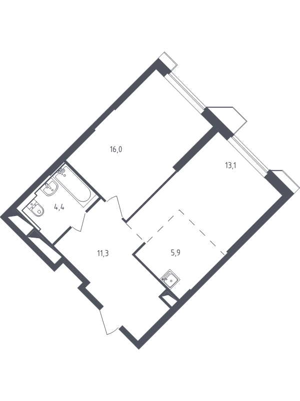 2 ккв (Евро) 51,4 м²
