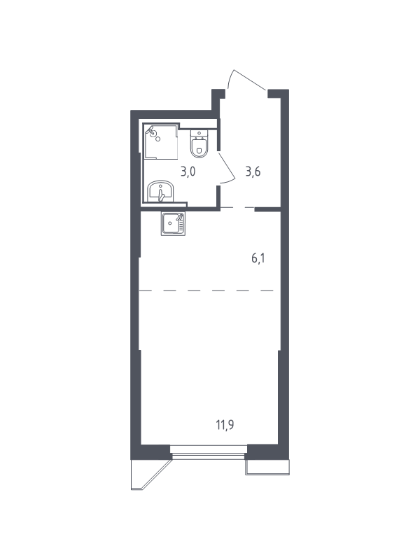 Студия 24,4 м²