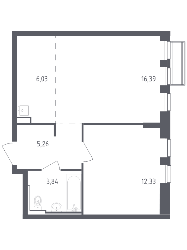 2 ккв (Евро) 43,9 м²