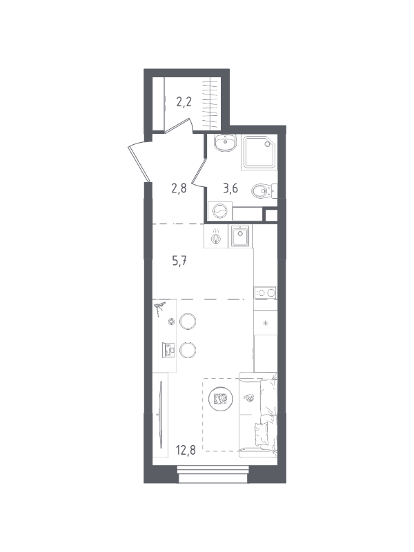 Студия 27,1 м²