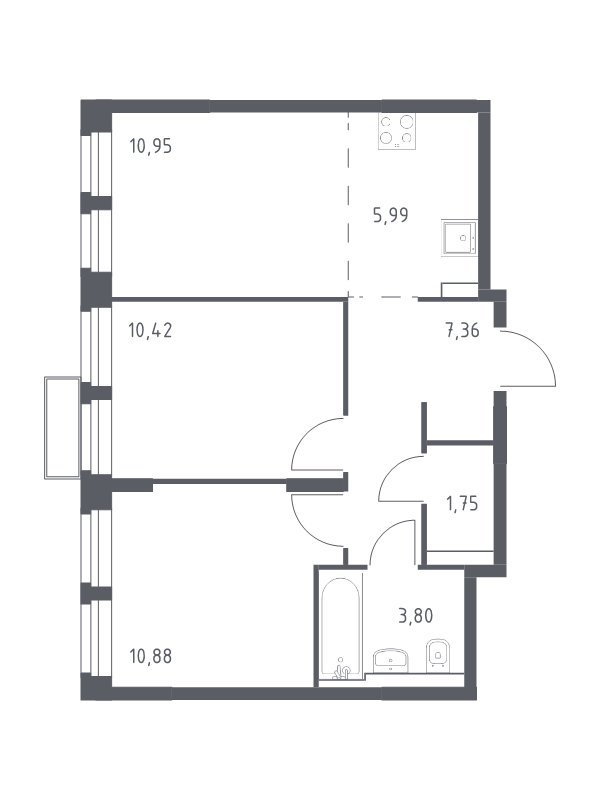 3 ккв (Евро) 51,3 м²