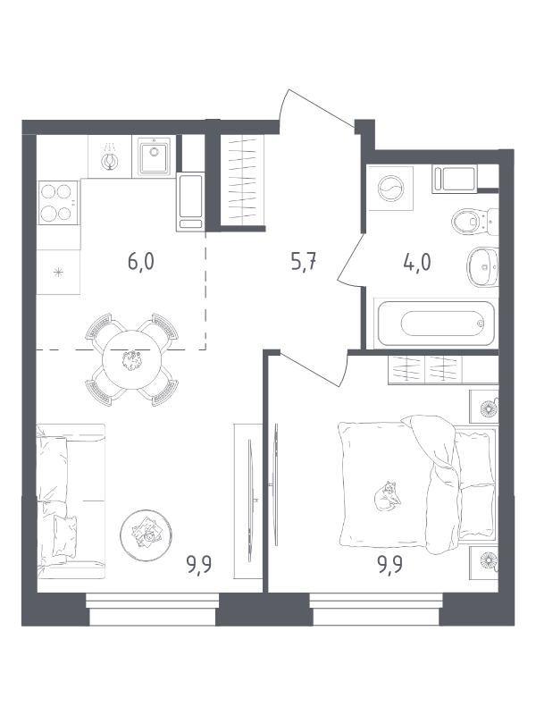 2 ккв (Евро) 35,5 м²