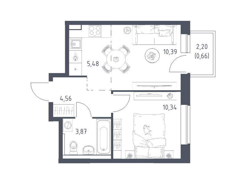 2 ккв (Евро) 35,3 м²