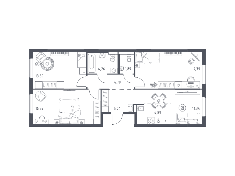 4 ккв (Евро) 80,1 м²