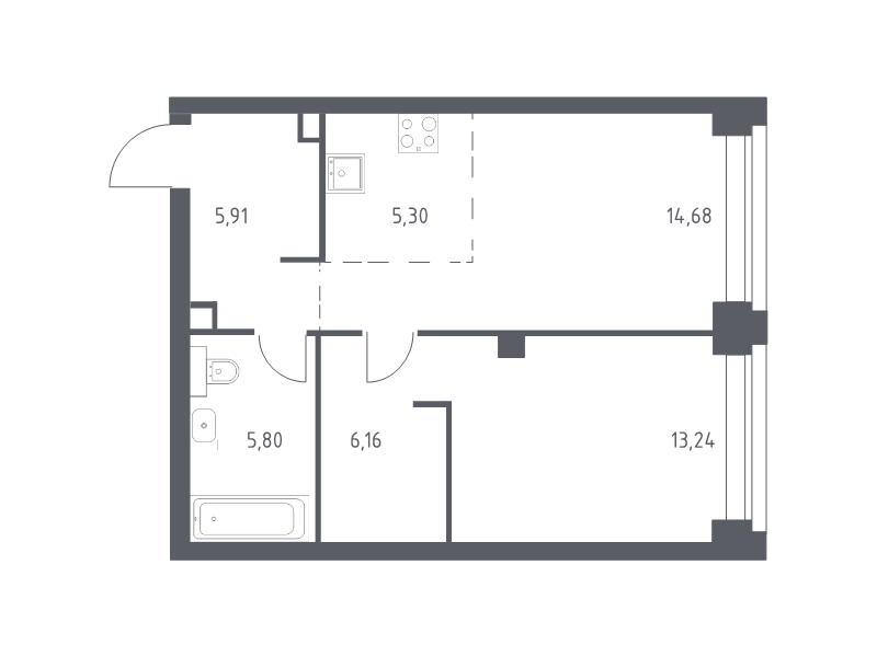 2 ккв (Евро) 51,1 м²